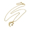 Golden Brass Crescent Moon Pendant Necklace with Rhinestone, Star, 17.60 inch(44.7cm)