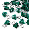 Faceted Transparent Glass Charms, with Iron Jump Ring, Butterfly, Teal, 13~14x9.8x6mm, Hole: 4mm