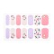 Full Cover Nail Stickers, 3D Nail Decals, Self-Adhesive, with Glass & Rhinestone & Plastic, for Nail Tips Decorations, Pink, 24x8.5~15mm, 24pcs/sheets