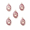 Natural Rhodonite Pendants, Oval Charms with Golden Brass Edge, 22x13x3~5.5mm, Hole: 1.8mm