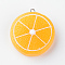 Resin Pendants, with Iron Findings, Lemon, Gold, 37~38x33~34x9~10mm, Hole: 2mm