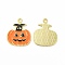 Rack Plating Alloy Enamel Pendants, Cadmium Free & Nickel Free & Lead Free, Halloween Theme, Pumpkin Charm, Light Gold, Dark Orange, 23x20x1.5mm, Hole: 1.8mm