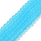 Transparent Glass Beads Strands, Faceted, Frosted, Rondelle, Sky Blue, 4mm, Hole: 1mm, about 113~115pcs/strand, 41~42cm