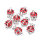 Alloy Enamel Links connectors, Cadmium Free & Lead Free, Ladybug, Platinum Color, Crimson, Size: about 26mm long, 19mm wide, 5mm thick, hole: 3mm