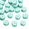 Handmade Polymer Clay Beads, Flower, Turquoise, 9~10x9~10x4~5mm, Hole: 1.2mm