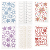 6 Styles Resin & Terylene & Acrylic Face Painting Stickers AJEW-SP0002-66-1