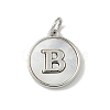 Brass Pave Natural Shell Flat Round with Letter Charms KK-Z115-13P-B-1
