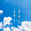 2Pcs 2 Style Teardrop K9 Glass & Natural Amethyst Chip Pendant Decorations HJEW-GO0001-04-5