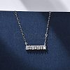 925 Sterling Silver Micro Pave Clear Cubic Zirconia Rectangle Pendant Necklaces for Women NJEW-D316-02P-1