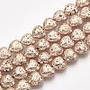 Electroplated Natural Lava Rock Beads Strands X-G-T126-10RG-1