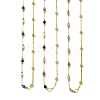 Natural & Synthetic Mixed Gemstone Faceted Round Beads Handmade Link Chain Necklaces with 316 Stainless Steel Chains NJEW-JN06059-2