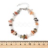 Natural Rutilated Quartz Chip & Shell Pearl Beaded Bracelets BJEW-JB14323-4