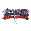3Pcs 3 Styles Natural Amethyst & Lapis Lazuli &  Red Jasper Chips Stretch Bracelets Sets BJEW-JB11076-11-1