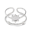 Tarnish Resistant 304 Stainless Steel Open Cuff Ring Components STAS-F301-03P-3