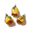 Preserved Rose with Golden Alloy Pendants FIND-M010-01C-1