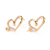 Brass Micro Pave Clear Cubic Zirconia Earring Findings KK-T062-231G-NF-1