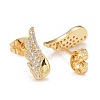 Clear Cubic Zirconia Wing Stud Earrings EJEW-G288-23G-2