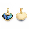 Synthetic Abalone Shell/Paua Shell Charms with Real 18K Gold Plated Brass Findings KK-N233-426-1
