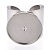 Non-Tarnish 304 Stainless Steel Open Cuff Finger Ring Cabochon Settings STAS-T060-03P-2