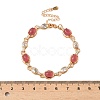 Brass Micro Pave Clear Cubic Zirconia Oval Link Bracelets for Women BJEW-F503-01G-4