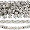 80Pcs Polymer Clay Rhinestone European Large Hole Beads with Silver Color Plated Brass Cores FPDL-LT0001-02D-1