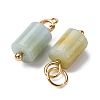 Natural Flower Amazonite Column Charms with 304 Stainless Steel Jump Rings G-Q032-01G-2