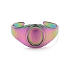 Ion Plating(IP) Rainbow Color 304 Stainless Steel Oval Chunky Open Cuff Ring for Women RJEW-C025-14M-2