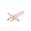 Natural Rose Quartz Faceted Round Copper Wire Wrapped Pendants PALLOY-JF02011-01-3