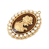304 Stainless Steel Enamel with ABS Plastic Imitation Pearl Pendants STAS-Z185-02G-3