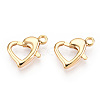 Brass Heart Lobster Claw Clasps KK-N254-16G-1