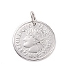 Non-Tarnish 304 Stainless Steel Coin Pendants STAS-F183-05P-1