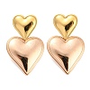 304 Stainless Steel Double Heart Dangle Stud Earrings for Women EJEW-D076-01E-RG-1