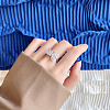 Square & Teardrop Rhodium Plated 925 Sterling Silver Micro Pave Cubic Zirconia Finger Rings for Women RJEW-F168-01P-2