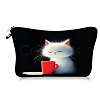 Polyester Cartoon Afternoon Tea Cat Printed Cosmetic Zipper Cluthch Bags PW-WG8E879-01-1