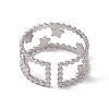 Non-Tarnish 304 Stainless Steel Stars Double Line Open Cuff Ring for Women RJEW-C045-24P-3