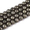 Natural Pyrite Beads Strands G-S249-01-8mm-1