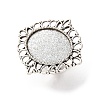 Vintage Adjustable Iron Flower Finger Ring Components Alloy Cabochon Bezel Settings PALLOY-O036-03AS-1
