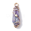 Electroplated Natural Quartz Crystal Dyed Copper Wire Wrapped Pendants PALLOY-JF02326-02-3