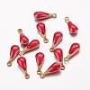 Antique Golden Plated Brass Enamel Teardrop Charms KK-Q571-01G-1