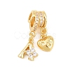 Alphabet Brass Micro Pave Clear Cubic Zirconia Pendants KK-Z151-20G-2
