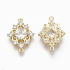 Brass Clear Cubic Zirconia Links connectors ZIRC-Q021-046G-NF-2