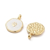 Flat Round with Paw Print Pattern Rack Plating Brass Enamel Pendants KK-G512-12G-2