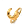 304 Stainless Steel Open Cuff Rings for Women LS-RJEW-M060-01G-03-4
