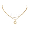 Brass Pave Clear Cubic Zirconia Moon with Star Pendant Necklaces NJEW-JN05383-2