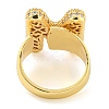 Brass Micro Pave Clear Cubic Zirconia Letter Open Cuff Ring for Women RJEW-M173-01G-M-3