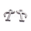 Gunmetal Plated Alloy Letter Pendants PALLOY-P097-03-T-1