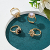 4Pcs Adjustable Brass Micro Pave Clear Cubic Zirconia Solitaire Ring Settings ZIRC-NB0002-06G-4