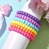 6Pcs 6 Colors Rondelle Opaque & Frosted Acrylic Beaded Stretch Bracelet Sets BJEW-JB10304-2