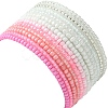 Pink Color Palette Glass Seed Beaded Stretch Bracelet Sets BJEW-MZ00102-5