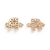 Brass Micro Pave Cubic Zirconia Letter Links X-ZIRC-I042-16G-R-2